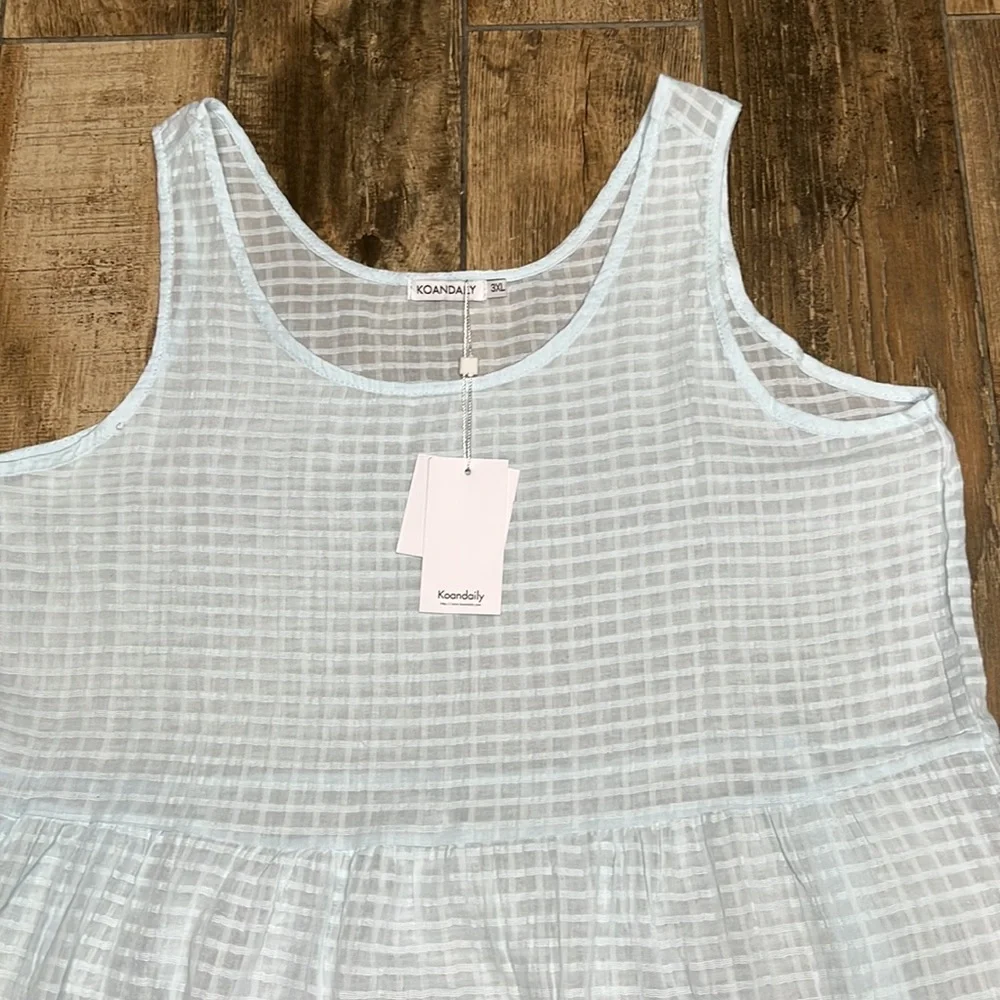 Koandaily dress baby blue mini peasant dress boho  coquette sheer sz 3xl nwt - Picture 2 of 6